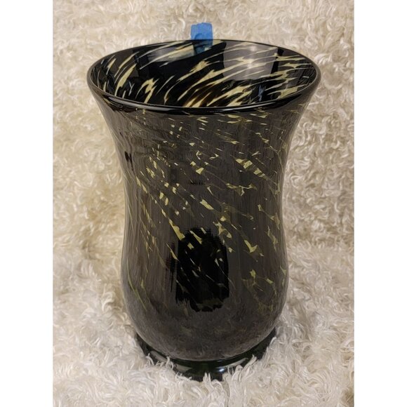 Vintage Hand Blown Green and Black Swirl Vase - Picture 5 of 16